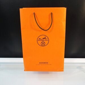 HERMES Classic Orange Gift Bag Empty Tall Shopping Paper Tote  17 x 11 x 4 Inch
